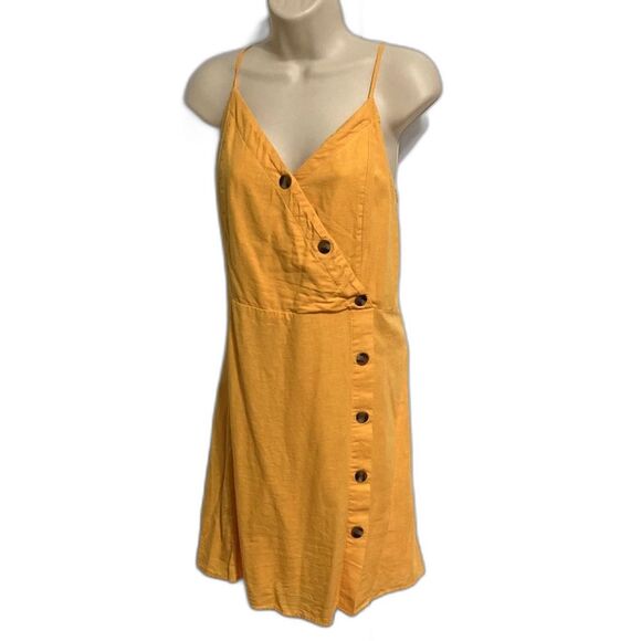 AMERICAN EAGLE Mustard Yellow Button Strappy Sundress Womens XL - Picture 2 of 16